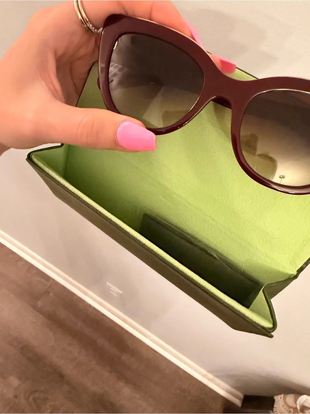 Longchamp Maroon Cat-Eye Sunglasses